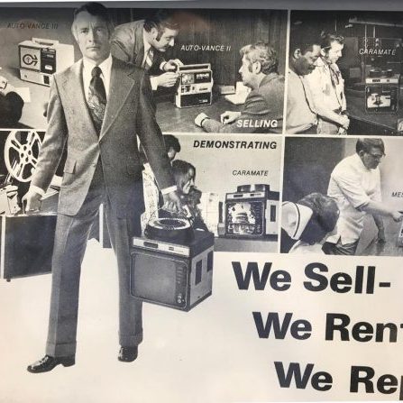 KCAV advertisement from the 60s showing our history of audiovisual machines for sales